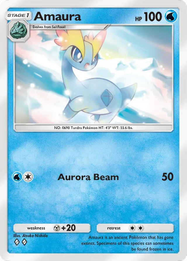 Amaura, Fantastical Parade #041, Stage 1 Water Pokémon, illustrated by Atsuko Nishida