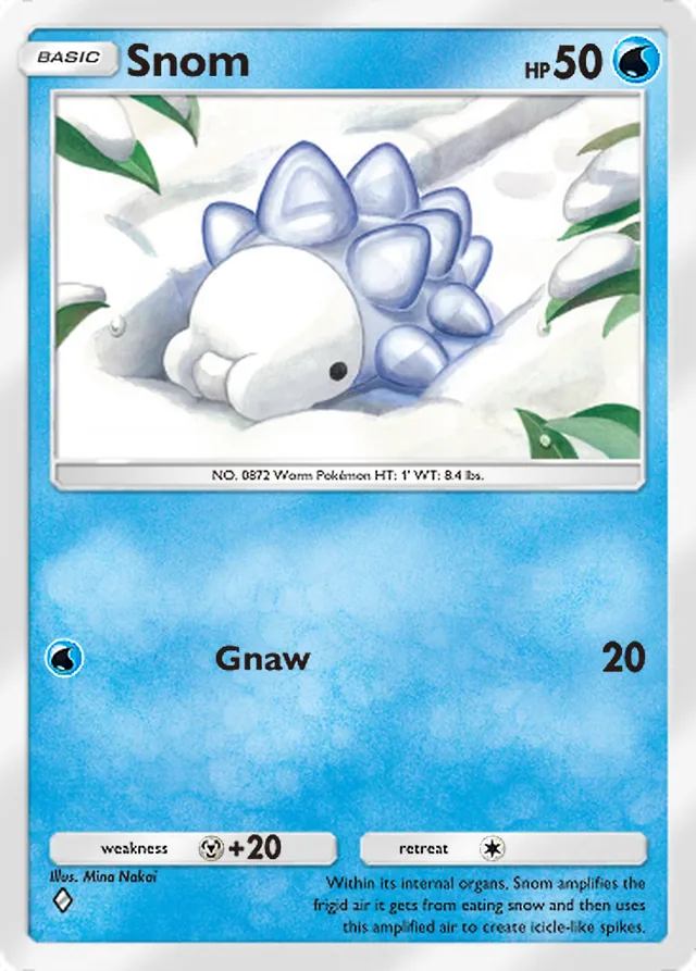 Snom, Paradox Drive #011, Basic Water Pokémon, illustrated by Mina Nakai