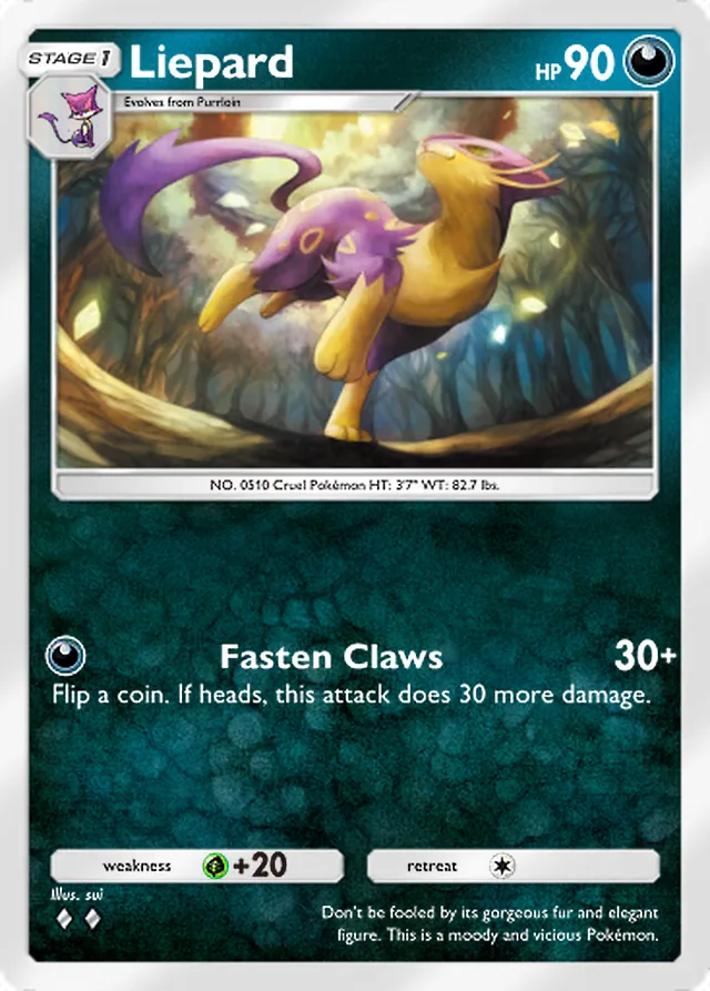 Liepard, Fantastical Parade #105, Stage 1 Darkness Pokémon, illustrated by sui