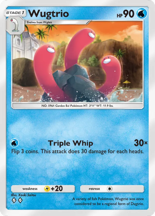 Wugtrio, Paldean Wonders #026, Stage 1 Water Pokémon, illustrated by Kouki Saitou