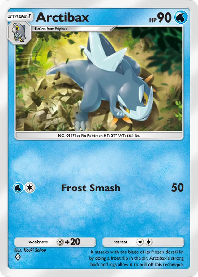 Arctibax, Paldean Wonders #035, Stage 1 Water Pokémon, illustrated by Kouki Saitou