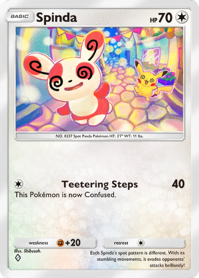 Spinda, Fantastical Parade #137, Basic Colorless Pokémon, illustrated by Shibuzoh.
