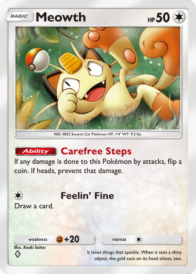 Meowth, Fantastical Parade #124, Basic Colorless Pokémon, illustrated by Kouki Saitou