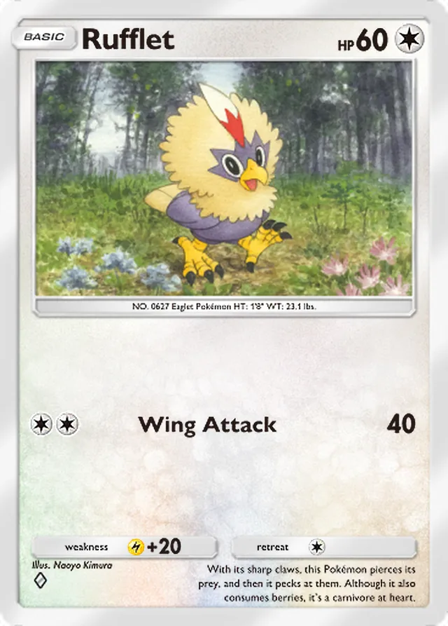 Rufflet, Mega Rising #204, Basic Colorless Pokémon, illustrated by Naoyo Kimura
