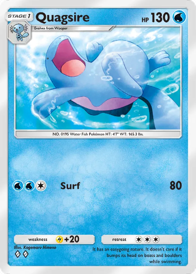 Quagsire, Wisdom of Sea and Sky #052, Stage 1 Water Pokémon, illustrated by Kagemaru Himeno