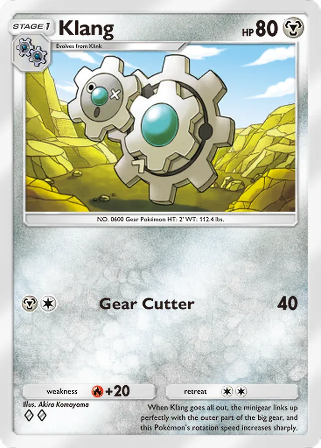Klang, Wisdom of Sea and Sky #127, Stage 1 Metal Pokémon, illustrated by Akira Komayama