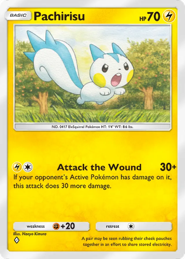 Pachirisu, Mega Rising #089, Basic Lightning Pokémon, illustrated by Naoyo Kimura