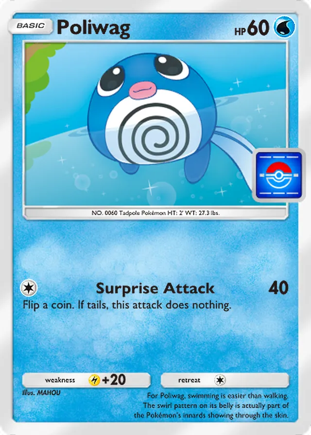 Poliwag, Promo-A #103, Basic Water Pokémon, illustrated by MAHOU