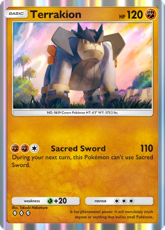 Terrakion, Mega Rising #137, Basic Fighting Pokémon, illustrated by Takeshi Nakamura