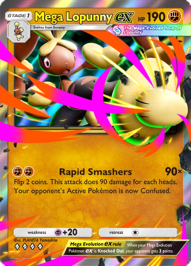 Mega Lopunny ex, Crimson Blaze #042, Stage 1 Fighting Pokémon, illustrated by PLANETA Yamashita
