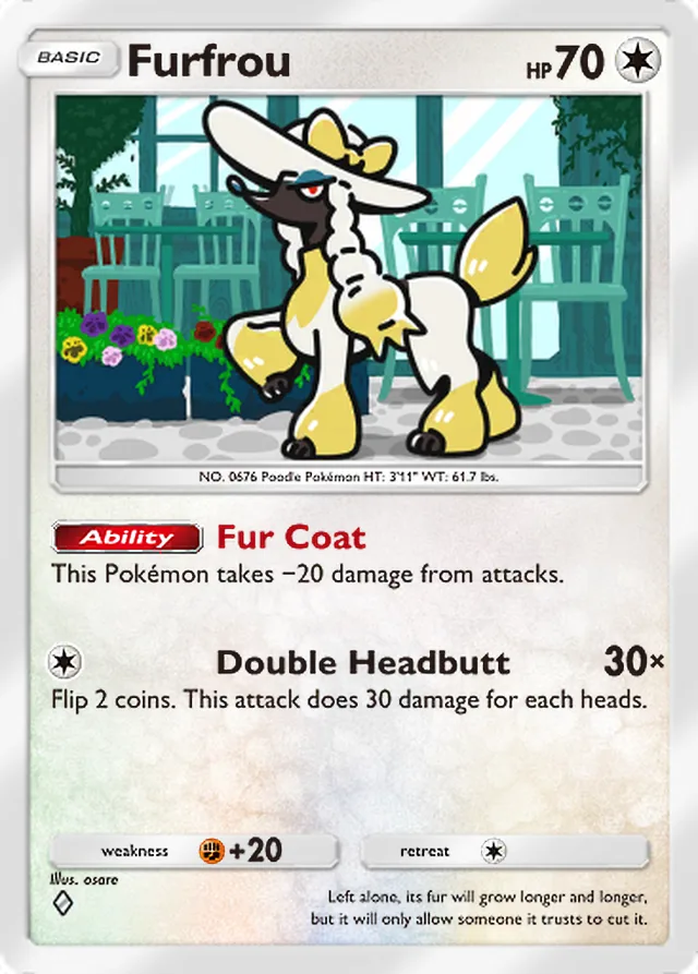 Furfrou, Everyday Wonders #061, Basic Colorless Pokémon, illustrated by osare