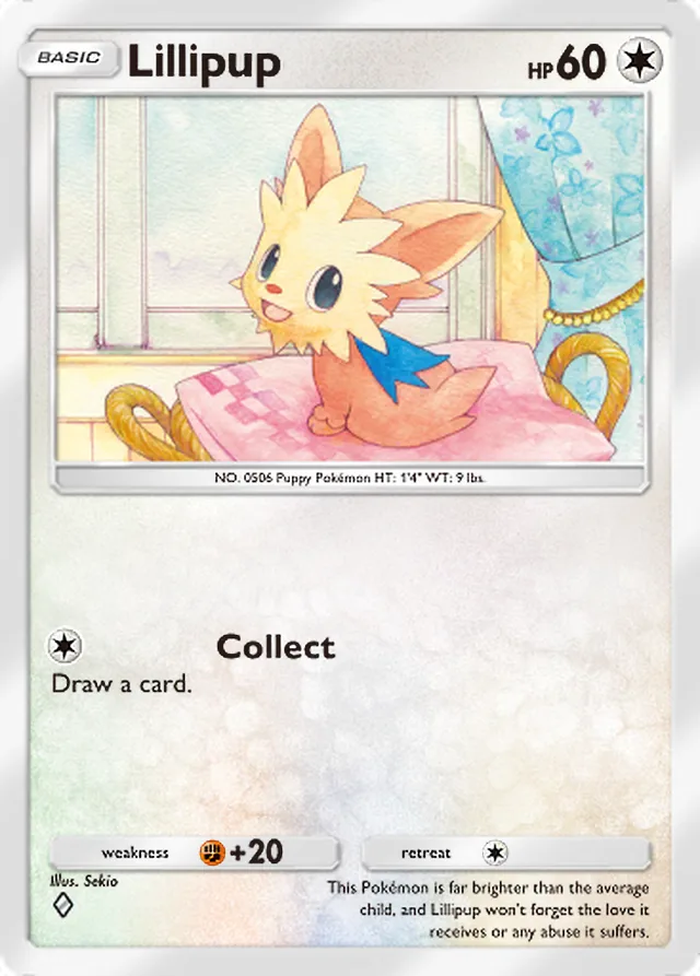 Lillipup, Mega Rising #201, Basic Colorless Pokémon, illustrated by Sekio