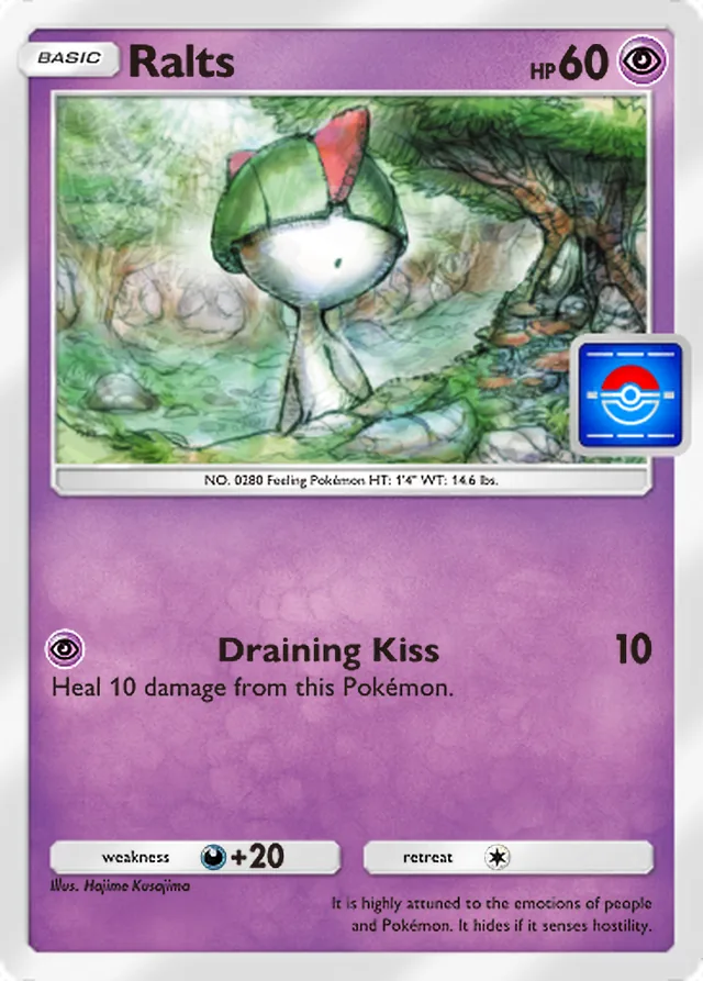 Ralts, Promo-B #028, Basic Psychic Pokémon, illustrated by Hajime Kusajima