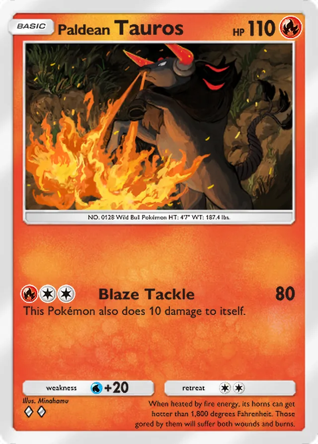 Paldean Tauros, Shining Revelry #013, Basic Fire Pokémon, illustrated by Minahamu