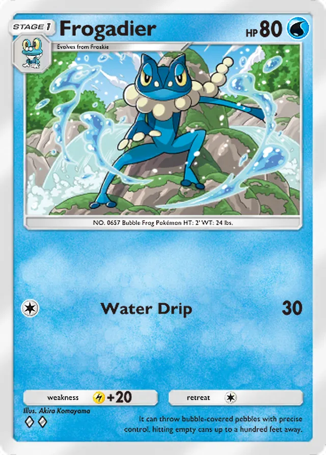Frogadier, Genetic Apex #088, Stage 1 Water Pokémon, illustrated by Akira Komayama