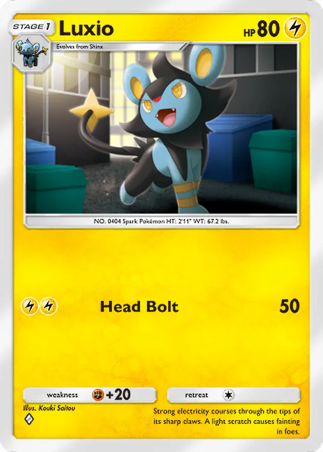Luxio, Extradimensional Crisis #014, Stage 1 Lightning Pokémon, illustrated by Kouki Saitou