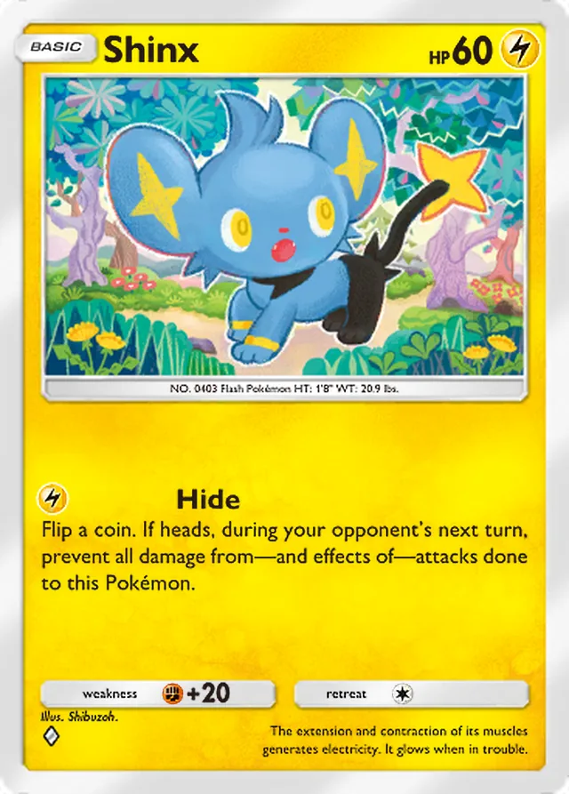 Shinx, Space-Time Smackdown #058, Basic Lightning Pokémon, illustrated by Shibuzoh.