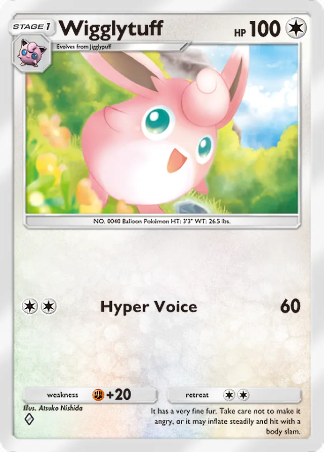 Wigglytuff, Genetic Apex #194, Stage 1 Colorless Pokémon, illustrated by Atsuko Nishida