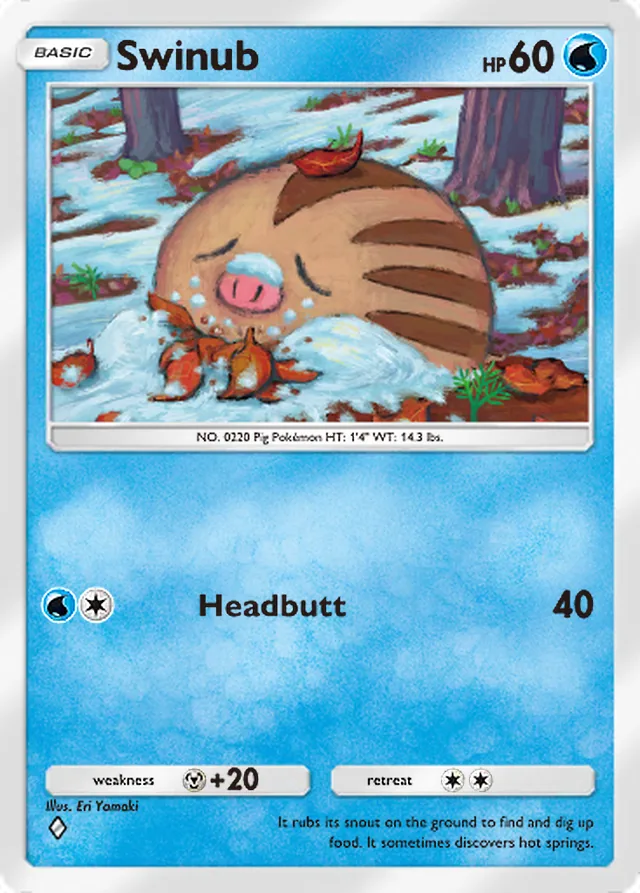 Swinub, Space-Time Smackdown #031, Basic Water Pokémon, illustrated by Eri Yamaki