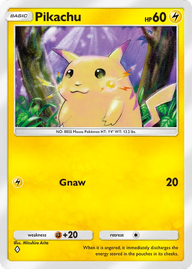 Pikachu, Genetic Apex #094, Basic Lightning Pokémon, illustrated by Mitsuhiro Arita