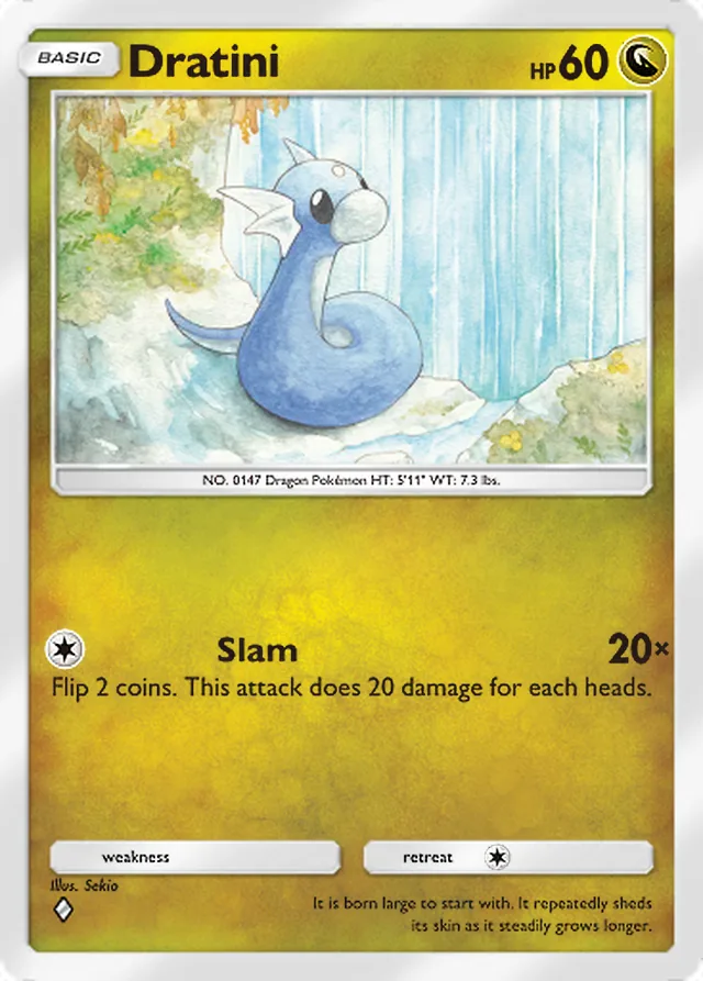 Dratini, Ruler of the Skies #116, Basic Dragon Pokémon, illustrated by Sekio