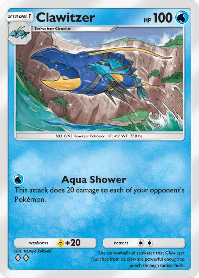 Clawitzer, Crimson Blaze #023, Stage 1 Water Pokémon, illustrated by tetsuya koizumi