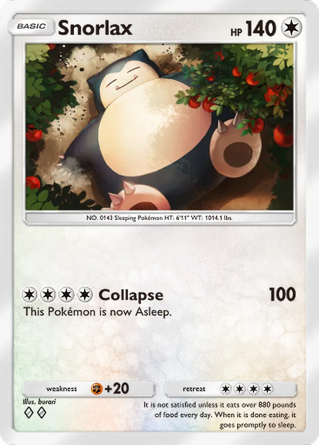Snorlax, Triumphant Light #063, Basic Colorless Pokémon, illustrated by burari