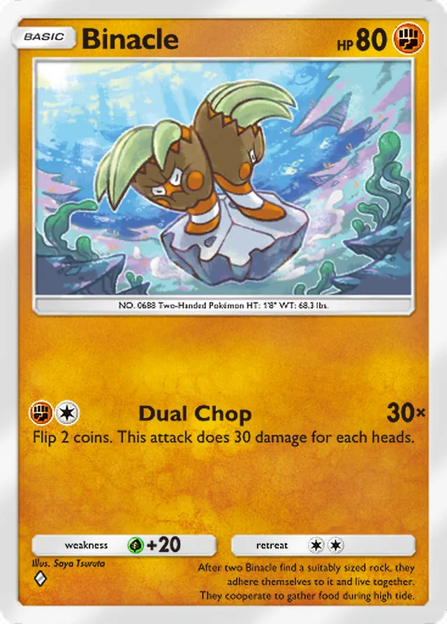 Binacle, Wisdom of Sea and Sky #105, Basic Fighting Pokémon, illustrated by Saya Tsuruta