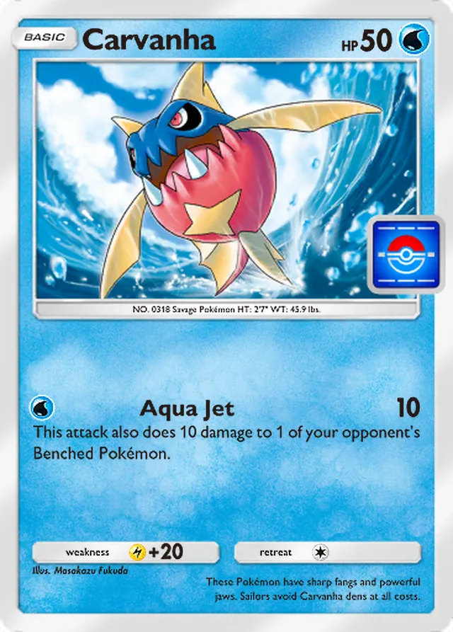 Carvanha, Promo-B #081, Basic Water Pokémon, illustrated by Masakazu Fukuda