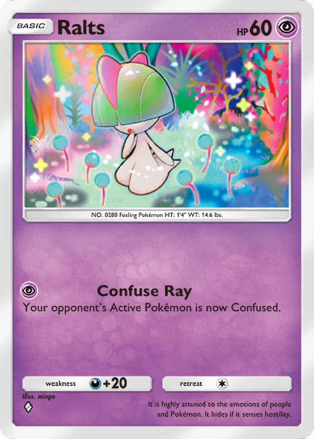 Ralts, Fantastical Parade #063, Basic Psychic Pokémon, illustrated by mingo