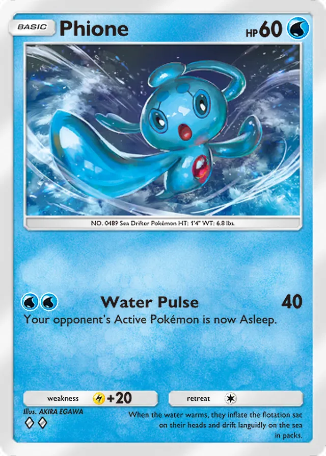 Phione, Triumphant Light #024, Basic Water Pokémon, illustrated by AKIRA EGAWA