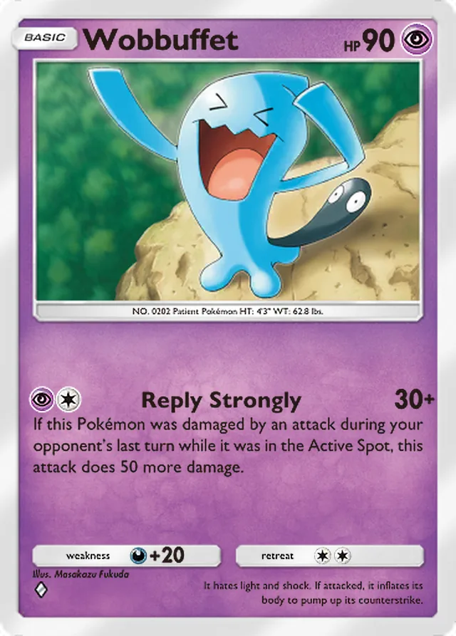 Wobbuffet, Wisdom of Sea and Sky #086, Basic Psychic Pokémon, illustrated by Masakazu Fukuda