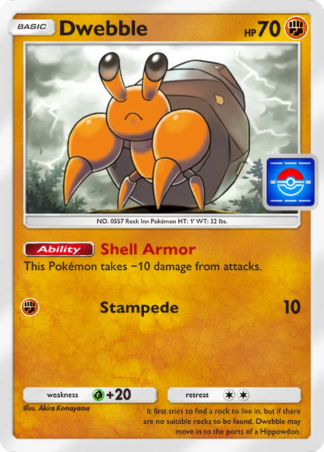 Dwebble, Promo-B #059, Basic Fighting Pokémon, illustrated by Akira Komayama
