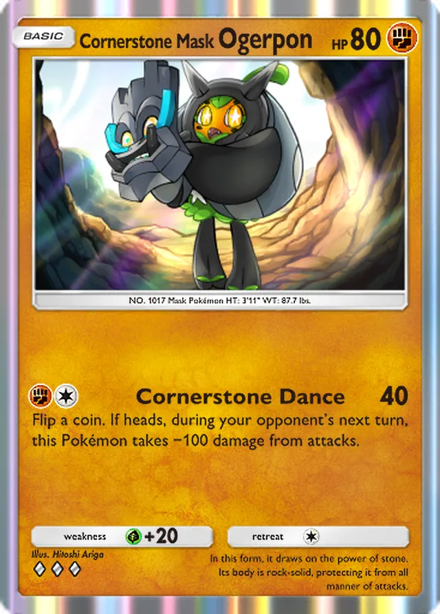 Cornerstone Mask Ogerpon, Fantastical Parade #093, Basic Fighting Pokémon, illustrated by Hitoshi Ariga