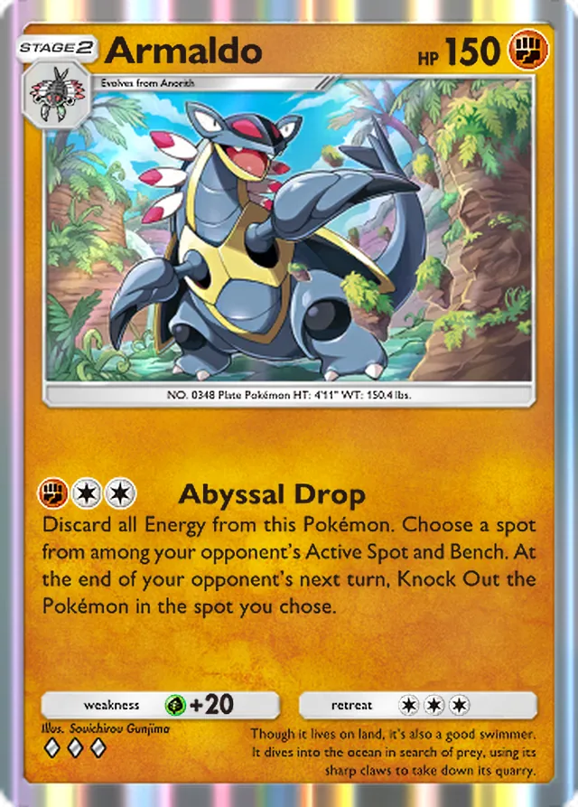 Armaldo, Ruler of the Skies #082, Stage 2 Fighting Pokémon, illustrated by Souichirou Gunjima
