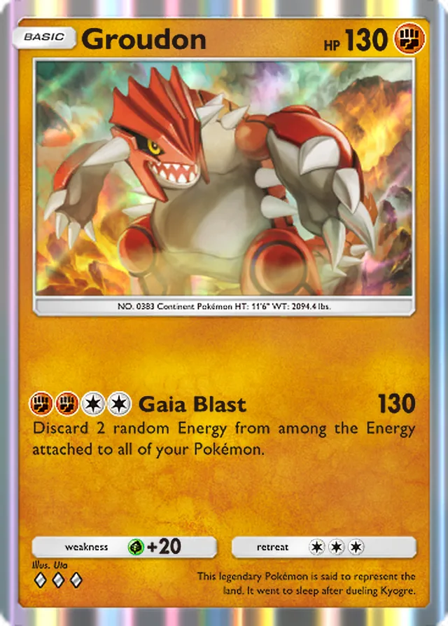 Groudon, Mega Shine #035, Basic Fighting Pokémon, illustrated by Uta