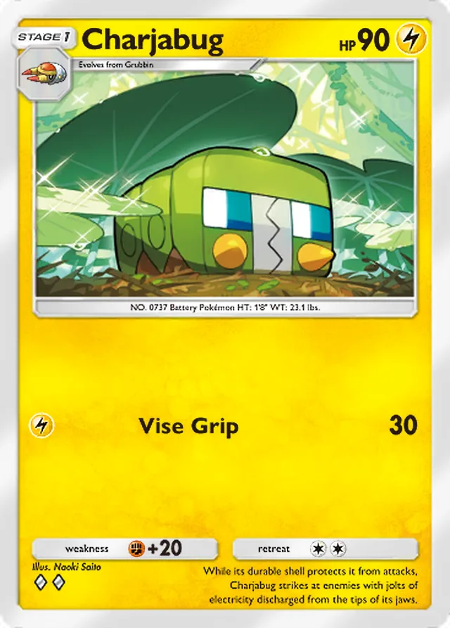 Charjabug, Celestial Guardians #064, Stage 1 Lightning Pokémon, illustrated by Naoki Saito