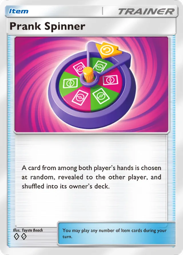 Prank Spinner, Mega Rising #213, Trainer card, illustrated by Toyste Beach