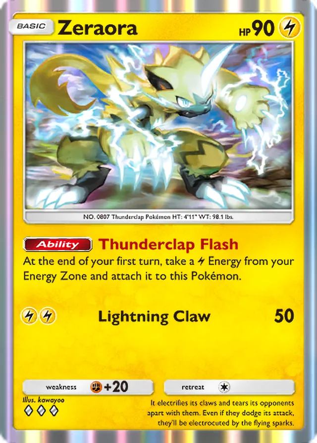 Zeraora, Extradimensional Crisis #021, Basic Lightning Pokémon, illustrated by kawayoo