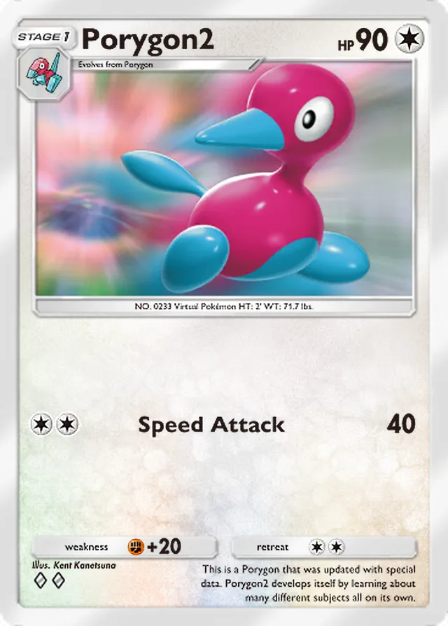 Porygon2, Crimson Blaze #057, Stage 1 Colorless Pokémon, illustrated by Kent Kanetsuna