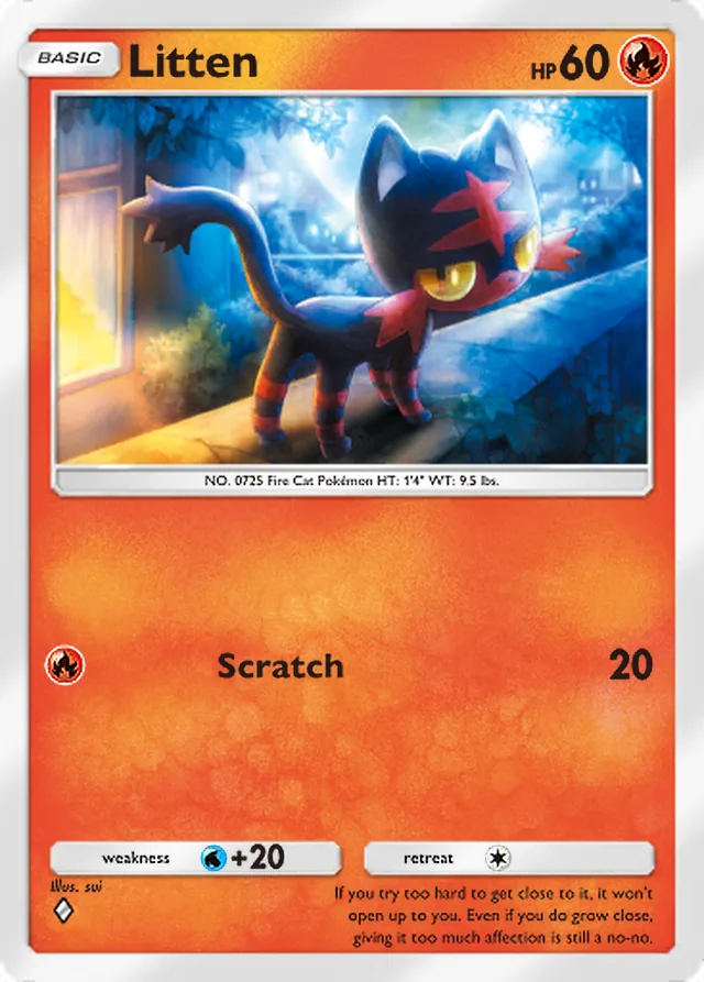 Litten, Celestial Guardians #031, Basic Fire Pokémon, illustrated by sui