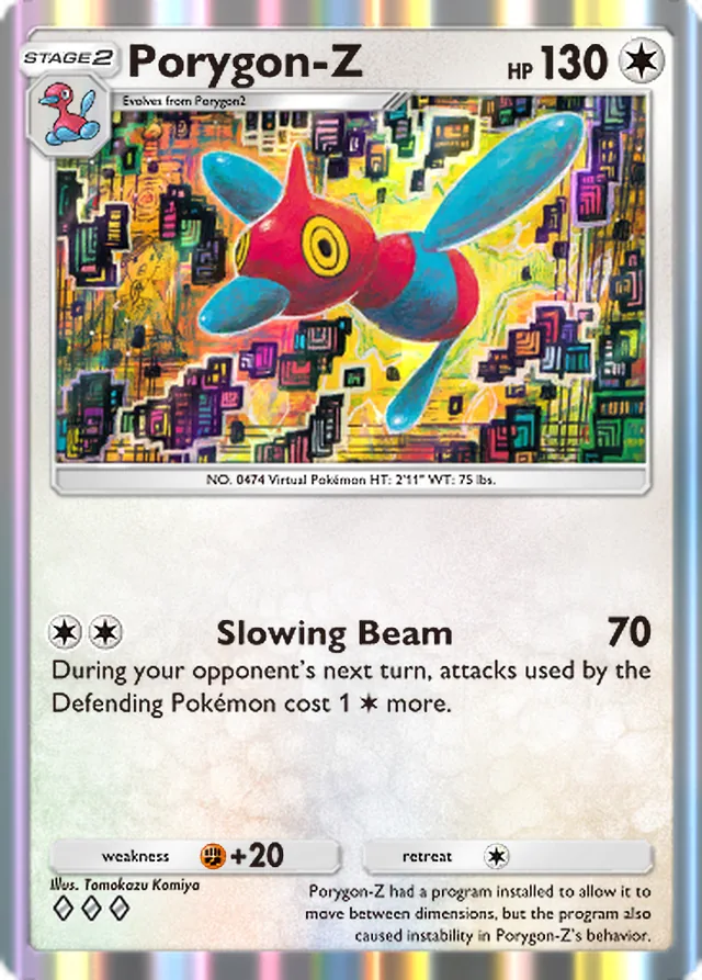 Porygon-Z, Wisdom of Sea and Sky #137, Stage 2 Colorless Pokémon, illustrated by Tomokazu Komiya