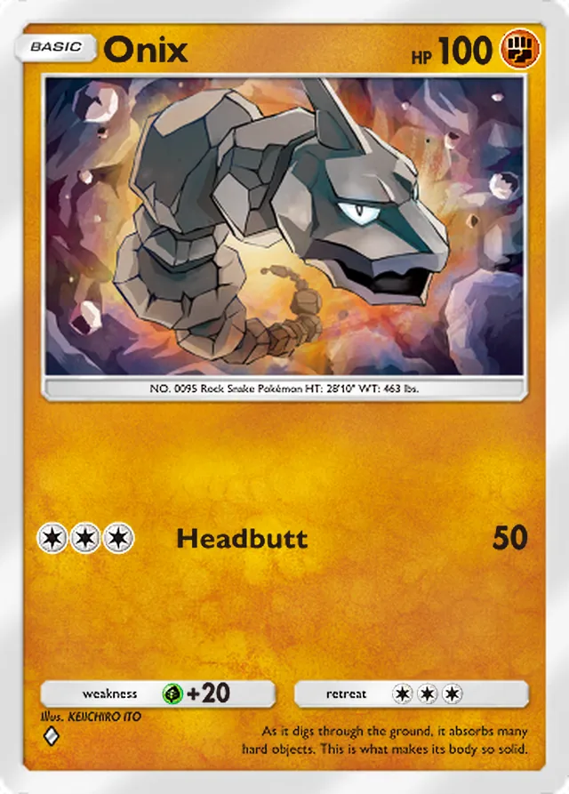 Onix, Wisdom of Sea and Sky #092, Basic Fighting Pokémon, illustrated by KEIICHIRO ITO
