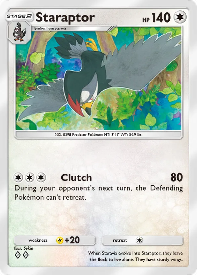 Staraptor, Space-Time Smackdown #134, Stage 2 Colorless Pokémon, illustrated by Sekio