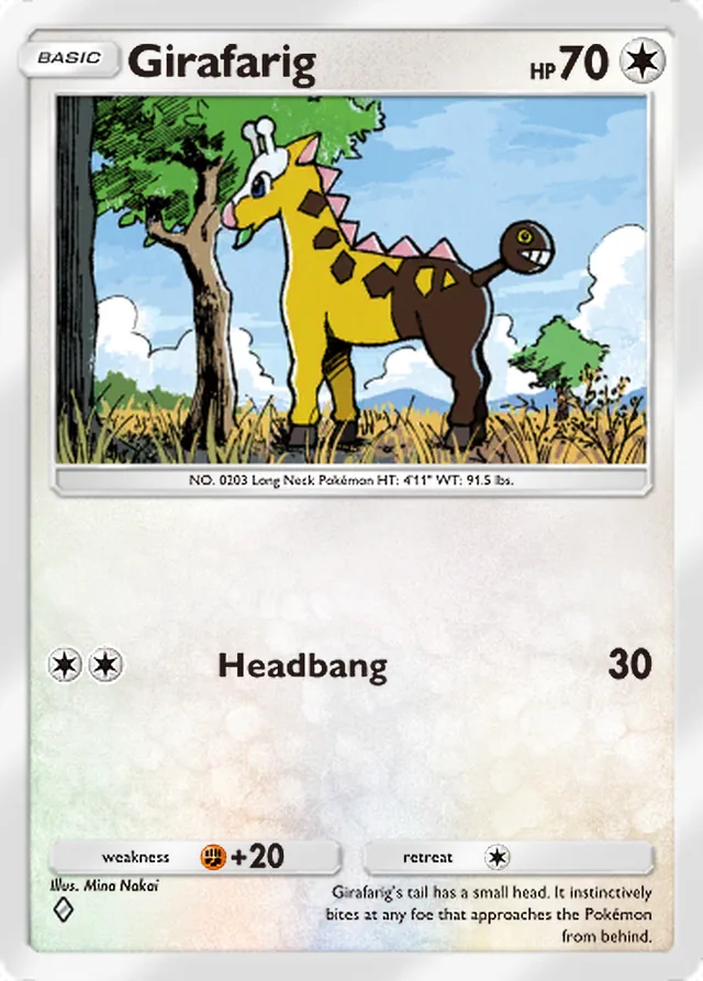 Girafarig, Paradox Drive #057, Basic Colorless Pokémon, illustrated by Mina Nakai