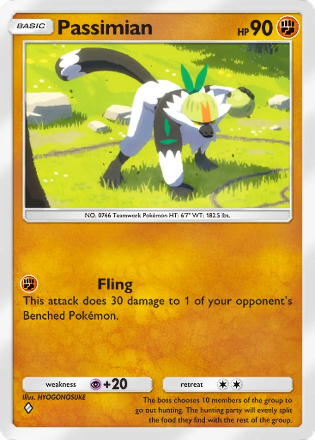 Passimian, Fantastical Parade #091, Basic Fighting Pokémon, illustrated by HYOGONOSUKE