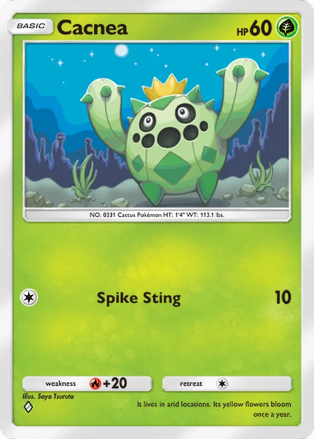 Cacnea, Everyday Wonders #004, Basic Grass Pokémon, illustrated by Saya Tsuruta
