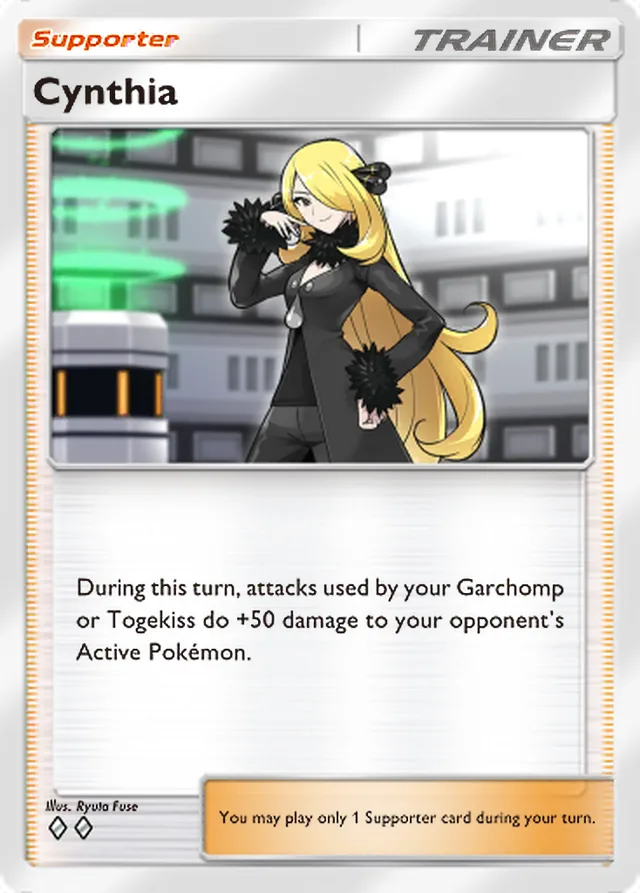 Cynthia, Space-Time Smackdown #152, Trainer card, illustrated by Ryuta Fuse
