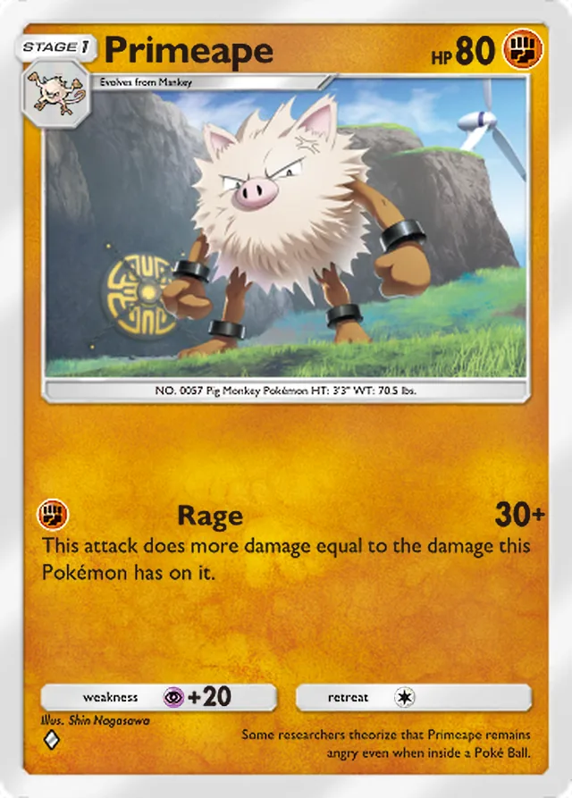 Primeape, Paldean Wonders #056, Stage 1 Fighting Pokémon, illustrated by Shin Nagasawa