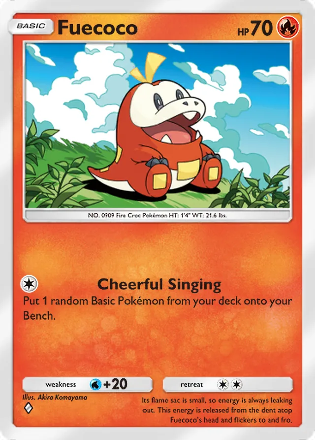 Fuecoco, Paldean Wonders #016, Basic Fire Pokémon, illustrated by Akira Komayama
